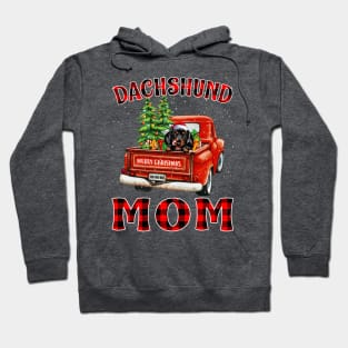 Christmas Dachshund Mom Santa Hat Truck Tree Plaid Dog Mom Christmas Hoodie